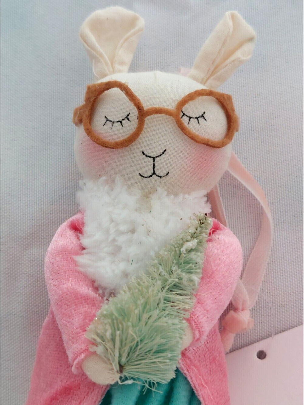 LC LAUREN CONRAD Rabbit Girl Holding a Tree 7 inch Muslin Doll Near MINT w/ Tag